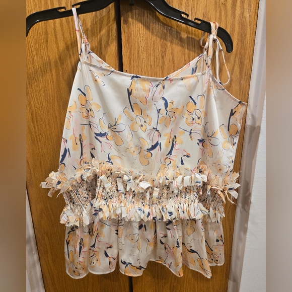 NWT XU Zhi Braid Canary Floral Print Women's Top - Cream & Yellow Sz 14Uk/ 10 Us - Picture 7 of 9